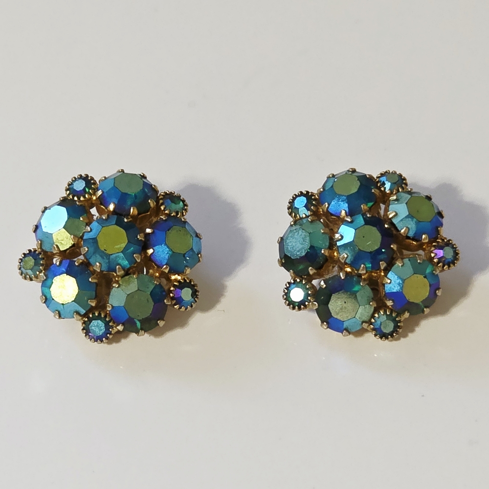 Vintage Weiss AB Clip On Earrings